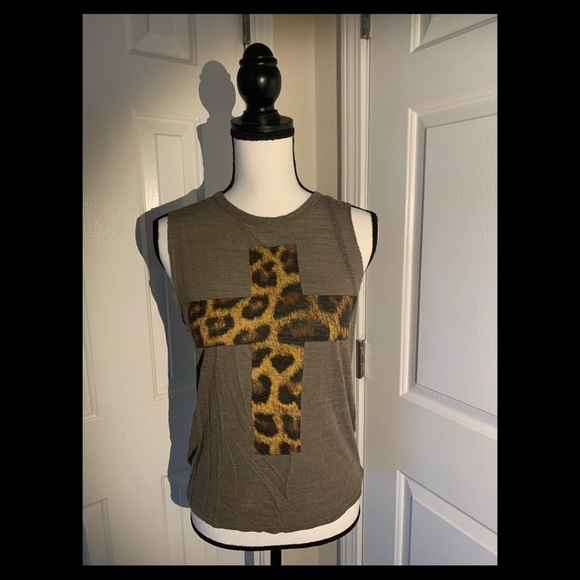 Leopard cross open back tank - Picture 1 of 2